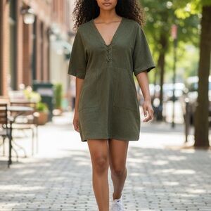 Green Suede Lush Shift Mini Dress Women’s Size Medium Super Soft EUC